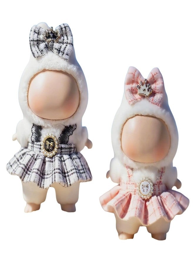 VVQUI (2 Pack) 17cm Doll Clothes Set, Black Plaid Outfit & Light Pink Plaid Dress, Stylish Dress and Hairpin Set, Fashion and Premium Dolls Accessories - Image 1